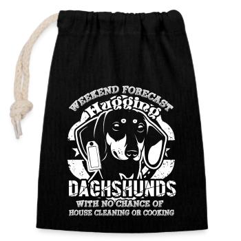 Hugging Dachshunds - Closable cotton gift bag (14x20cm) - black - Front