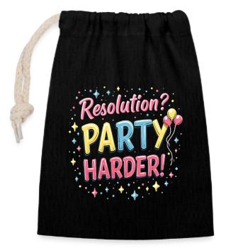 Conception de la fête de résolution - Motif amusant du réveillon du Nouvel An - Sac cadeau en coton avec cordon (14 x 20 cm) - noir - Devant