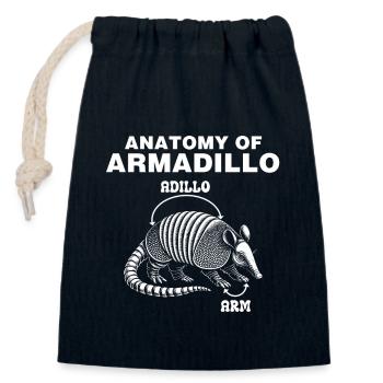 Anatomie du tatou Connaissance humoristique des animaux - Sac cadeau en coton avec cordon (14 x 20 cm) - bleu marine - Devant