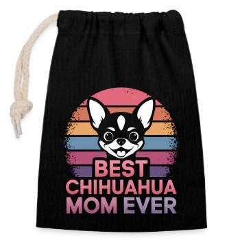 Chihuahua Disant Maman Drôle Chihuahua Cadeau - Sac cadeau en coton avec cordon (14 x 20 cm) - noir - Devant