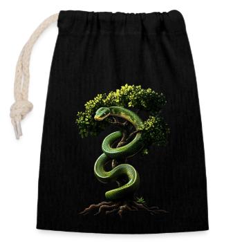 Arbre vert Python Serpents Amoureux Terrarium - Sac cadeau en coton avec cordon (14 x 20 cm) - noir - Devant