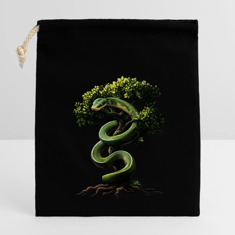 Green Tree Python Snakes Lover Terrarium Closable cotton gift bag (14x20cm)