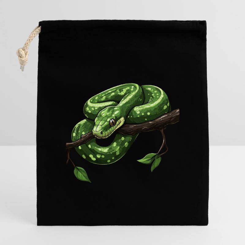 Green Tree Python Snakes Lover Terrarium Closable cotton gift bag (14x20cm)