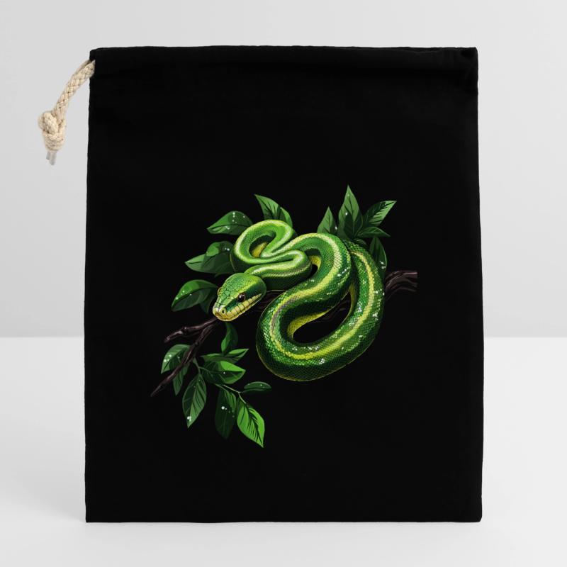 Green Tree Python Snakes Lover Terrarium Closable cotton gift bag (14x20cm)