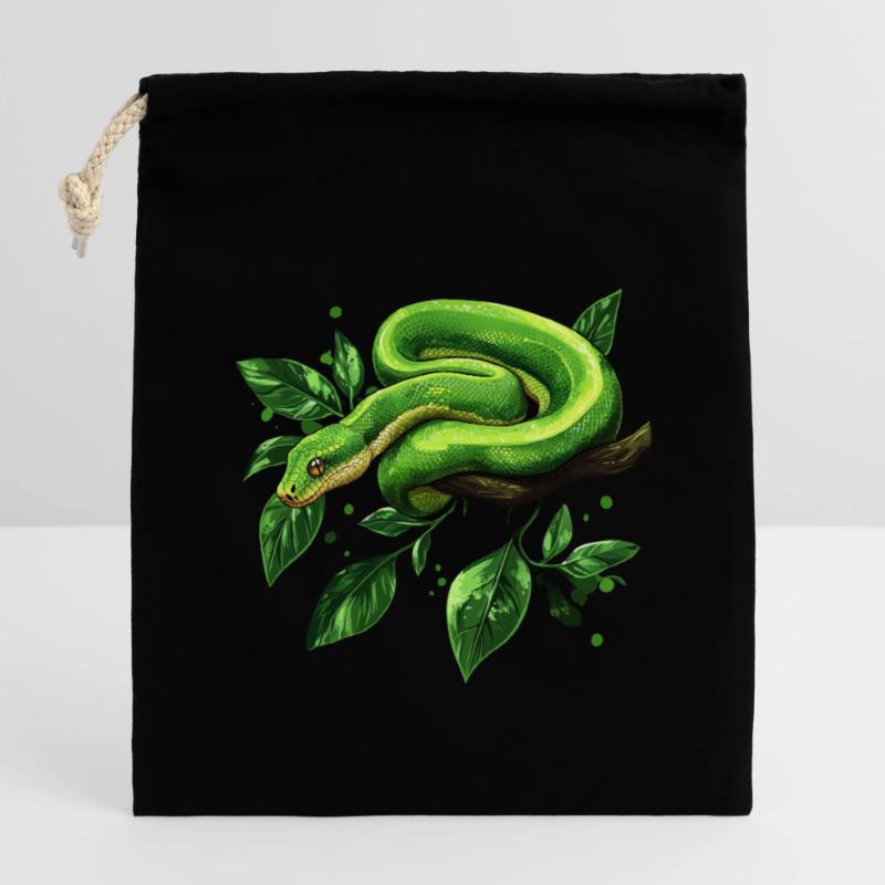 Green Tree Python Snakes Lover Terrarium Closable cotton gift bag (14x20cm)