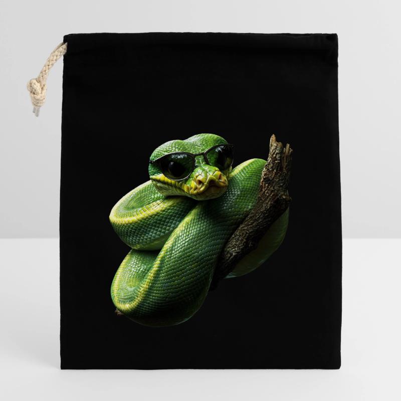 Green Tree Python Snakes Lover Terrarium Closable cotton gift bag (14x20cm)