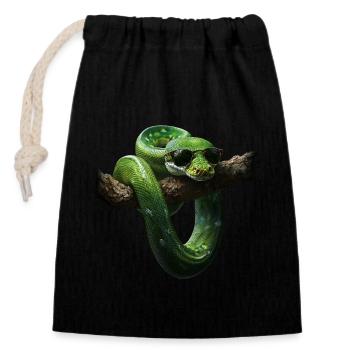 Green Tree Python Snakes Lover Terrarium - Closable cotton gift bag (14x20cm) - black - Front