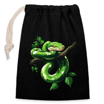 Green Tree Python Snakes Lover Terrarium - Closable cotton gift bag (14x20cm) - black - Front