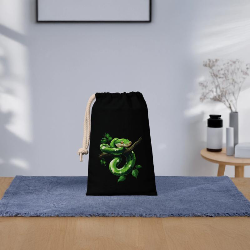 Green Tree Python Snakes Lover Terrarium Closable cotton gift bag (14x20cm)