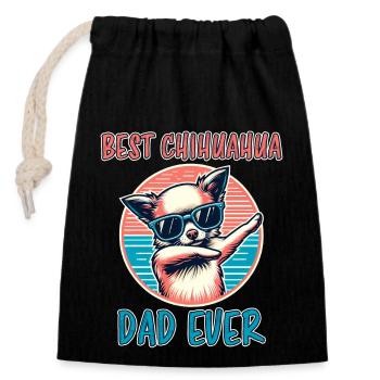 Chihuahua Disant Papa Drôle Chihuahua Cadeau - Sac cadeau en coton avec cordon (14 x 20 cm) - noir - Devant