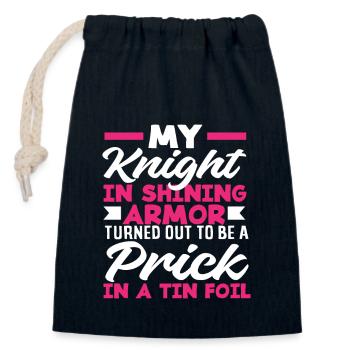 Knight In Shining Armor Becomes An Asshole - Closable cotton gift bag (14x20cm) - navy - Front