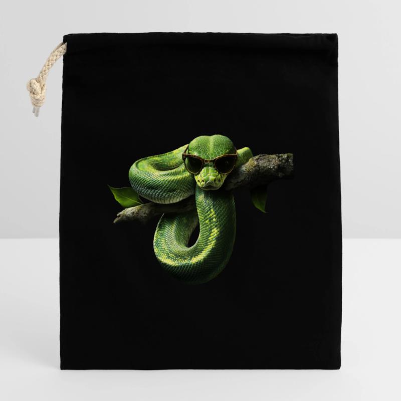 Green Tree Python Snakes Lover Terrarium Closable cotton gift bag (14x20cm)