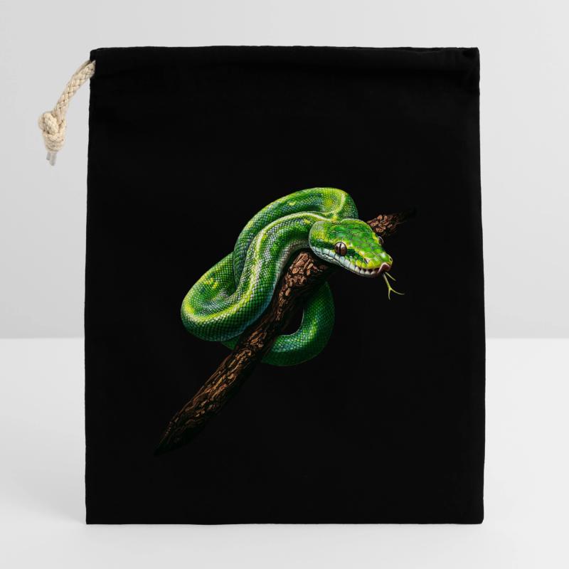 Green Tree Python Snakes Lover Terrarium Closable cotton gift bag (14x20cm)