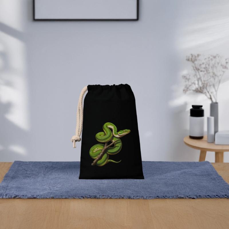 Green Tree Python Snakes Lover Terrarium Closable cotton gift bag (14x20cm)