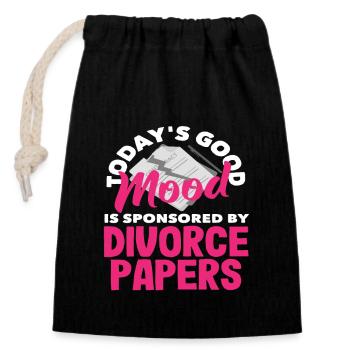 La Bonne Humeur du jour sponsorisée par Divorce - Sac cadeau en coton avec cordon (14 x 20 cm) - noir - Devant