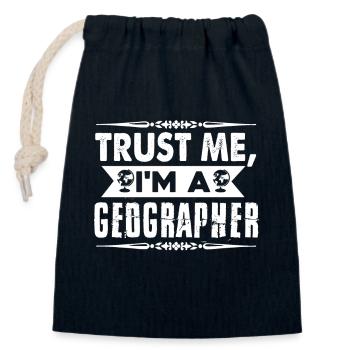 Trust Me I am A Geographer - Closable cotton gift bag (14x20cm) - navy - Front