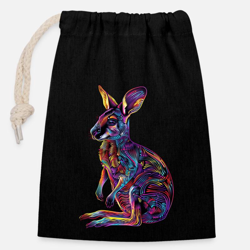 Wallaby - Verschließbarer Geschenkbeutel aus Baumwolle (14x20cm) - Schwarz