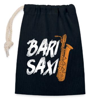 Saxophones Pun Bari Saxi - Sac cadeau en coton avec cordon (14 x 20 cm) - bleu marine - Devant