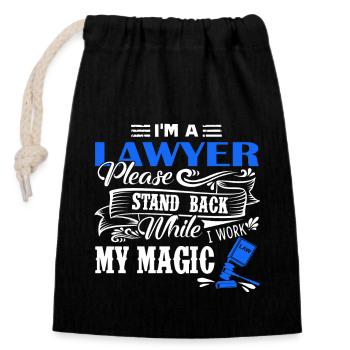 Lawyer I Am A Lawyer - Closable cotton gift bag (14x20cm) - black - Front