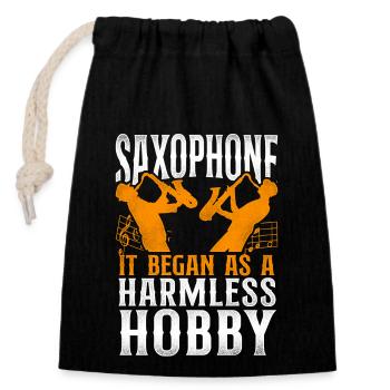 Saxophone Saxophone It Began As A - Closable cotton gift bag (14x20cm) - black - Front