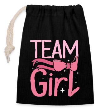 Gender Reveal Team girl - Verschließbarer Geschenkbeutel aus Baumwolle (14x20cm) - Schwarz - Vorne