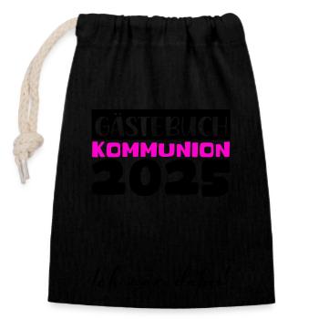Communion 2025 Guest Book Gift Girls Boys - Closable cotton gift bag (14x20cm) - black - Front
