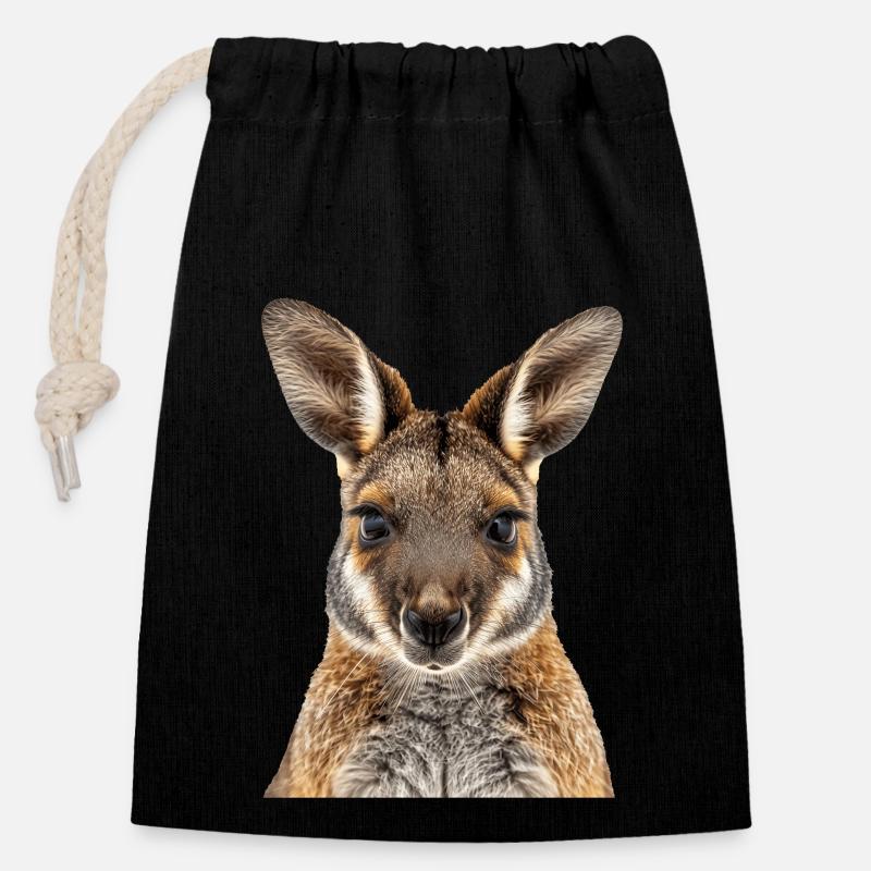 Wallaby - Verschließbarer Geschenkbeutel aus Baumwolle (14x20cm) - Schwarz