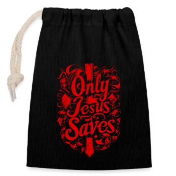 Seul Jésus-Christ sauve la foi Verset biblique Proverbe Foi - Sac cadeau en coton avec cordon (14 x 20 cm) - noir - Devant