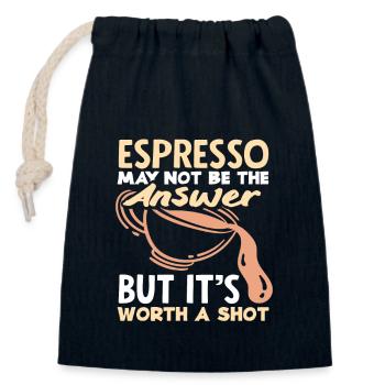 La réponse de l’espresso des amateurs de café en vaut la peine - Sac cadeau en coton avec cordon (14 x 20 cm) - bleu marine - Devant