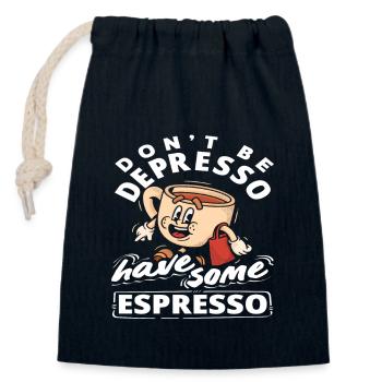 Coffee Lovers Not Depresso But Espresso - Closable cotton gift bag (14x20cm) - navy - Front