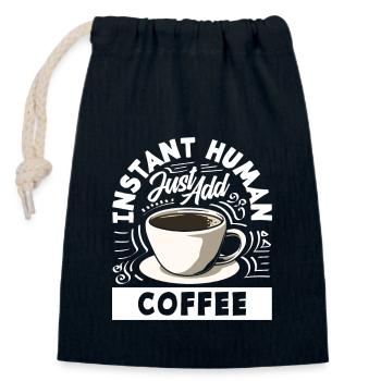 Amateurs de café café humain instantané - Sac cadeau en coton avec cordon (14 x 20 cm) - bleu marine - Devant