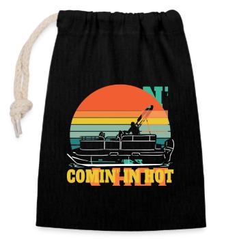 Comin' In Hot Retro Boat Sunset Adventure - Closable cotton gift bag (14x20cm) - black - Front