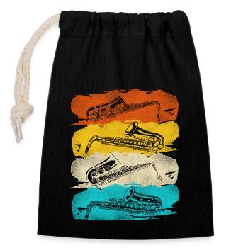 Saxophone Retro Vintage - Closable cotton gift bag (14x20cm) - black - Front