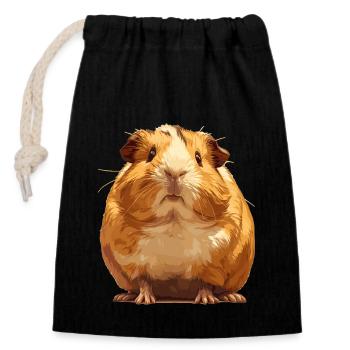 guinea pigs - Closable cotton gift bag (14x20cm) - black - Front