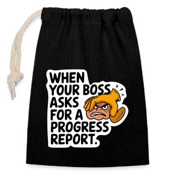 THE PROJECT LEADER ASKED YOU - Closable cotton gift bag (14x20cm) - black - Front