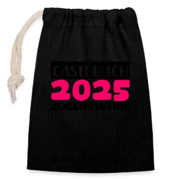 Jugendweihe 2025 Guestbook Gift Girls Boys - Closable cotton gift bag (14x20cm) - black - Front
