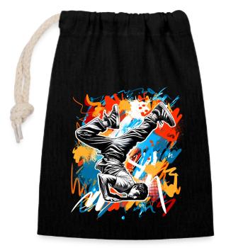 Breakdancing - Closable cotton gift bag (14x20cm) - black - Front