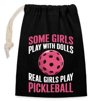 Pickleball Saying Girl Joke Pickleball Gift - Closable cotton gift bag (14x20cm) - black - Front