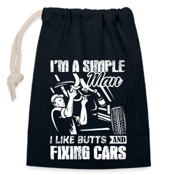 Car Mechanics Fixing Cars - Closable cotton gift bag (14x20cm) - navy - Front