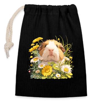 guinea pigs - Closable cotton gift bag (14x20cm) - black - Front