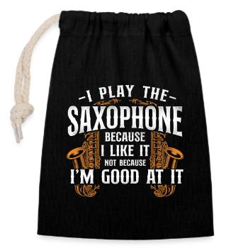Saxophone I Play The Saxophone - Closable cotton gift bag (14x20cm) - black - Front