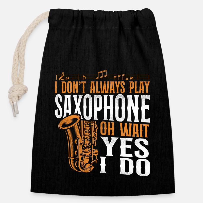 Saxophone I Don't Always Play - Verschließbarer Geschenkbeutel aus Baumwolle (14x20cm) - Schwarz