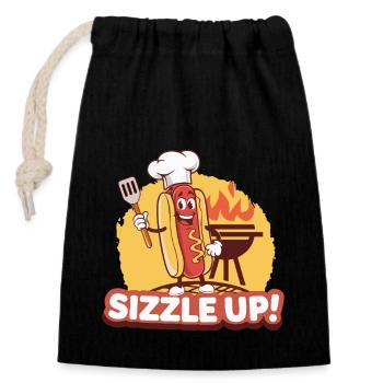 SIZZLE UP - Closable cotton gift bag (14x20cm) - black - Front