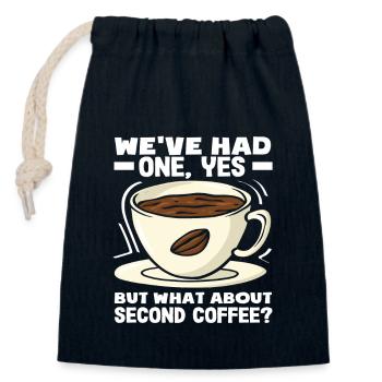 Coffee Lovers Second Coffee Slogan - Sac cadeau en coton avec cordon (14 x 20 cm) - bleu marine - Devant
