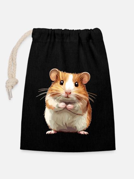 Hamster - Verschließbarer Geschenkbeutel aus Baumwolle (14x20cm) - Schwarz