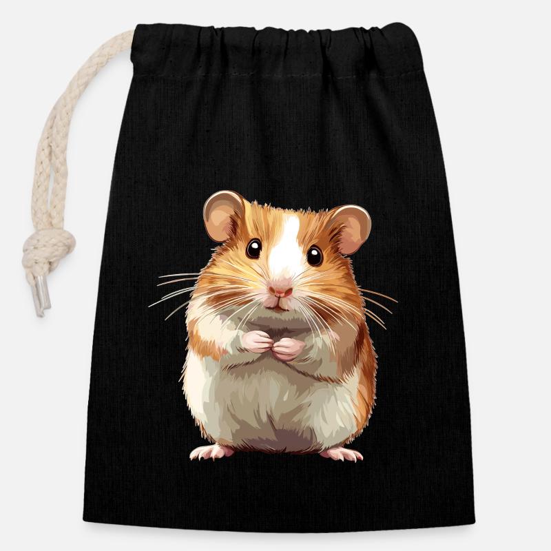 Hamster - Verschließbarer Geschenkbeutel aus Baumwolle (14x20cm) - Schwarz