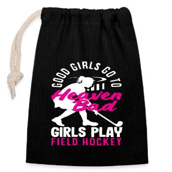 Good Girls Sky Bad Girls Hockey sur gazon - Sac cadeau en coton avec cordon (14 x 20 cm) - noir - Devant