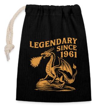 Legendary Since 1961 Birthday Dragon Fantasy - Closable cotton gift bag (14x20cm) - black - Front