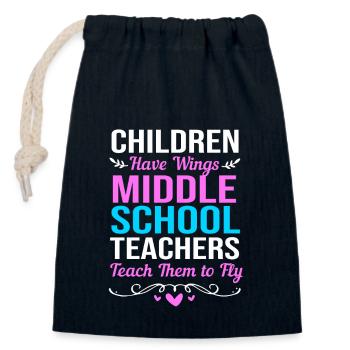 Middle School Teachers - Closable cotton gift bag (14x20cm) - navy - Front