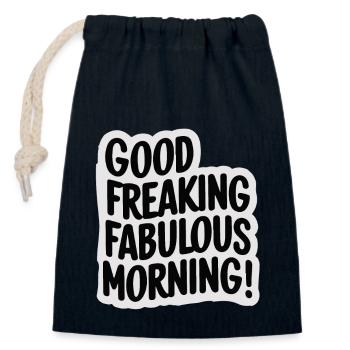 GOOD MORNING! - Closable cotton gift bag (14x20cm) - navy - Front